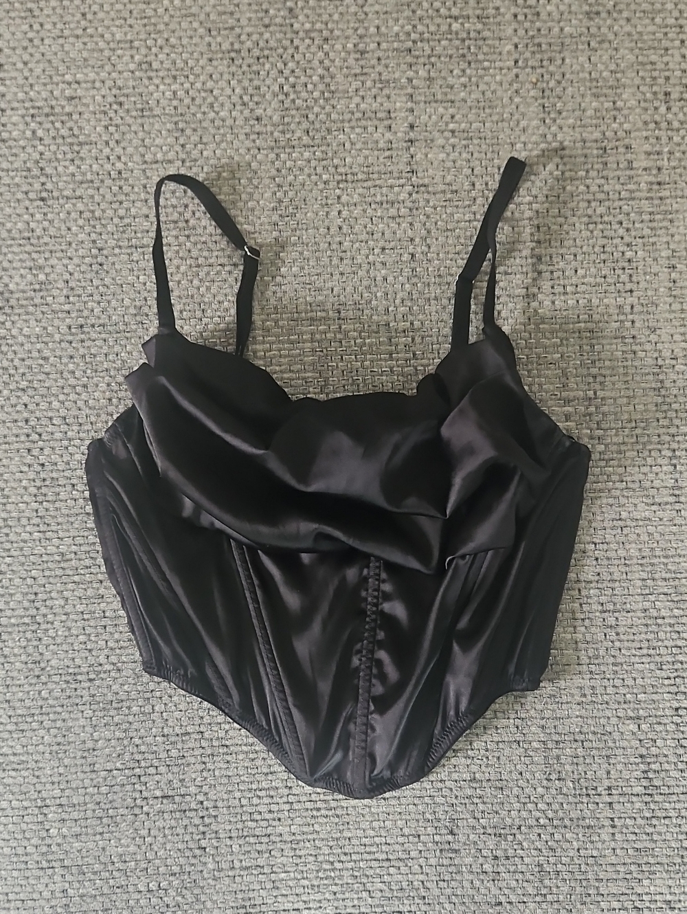 Urban Outfitters Black Satin Corset-Style Camisole